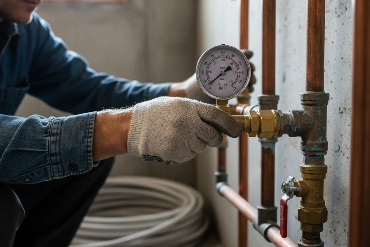 Pressure testing a repaired line during Water Line Repair in Waukon